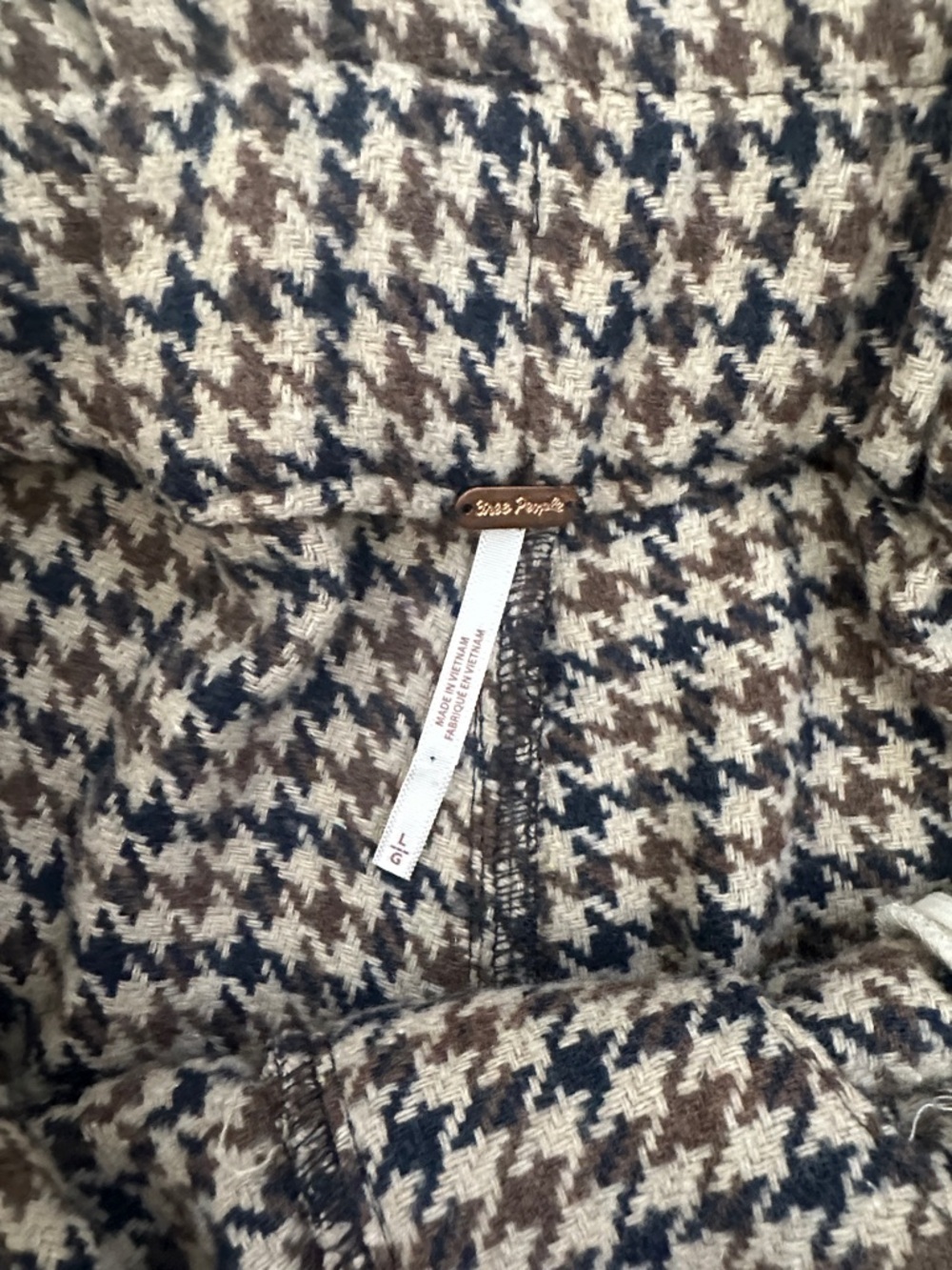 Free People Houndstooth High-Waist Paperbag Pants - Black & Cream - Picture 3 of 3